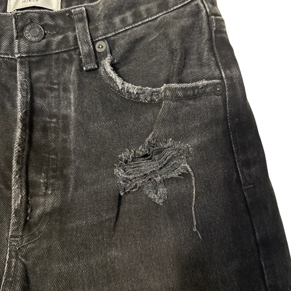 AGOLDE Premium High Rise Skinny Jeans Black Destroyed Hem Button Fly Size 24 - Picture 5 of 16